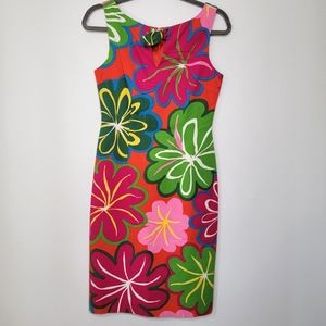 David Meister Floral Sleeveless Fitted Summer/Spring Dress